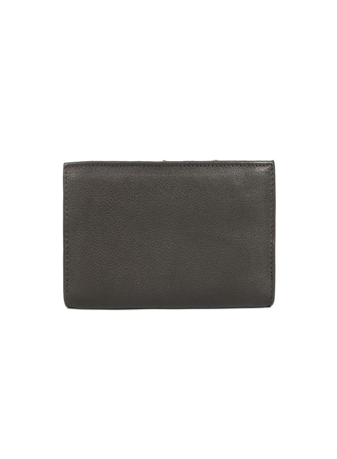 Celtic Genuine Leather Long Clutch Wallet with Snap Closure & Wrist Strap - Brown - Image 2